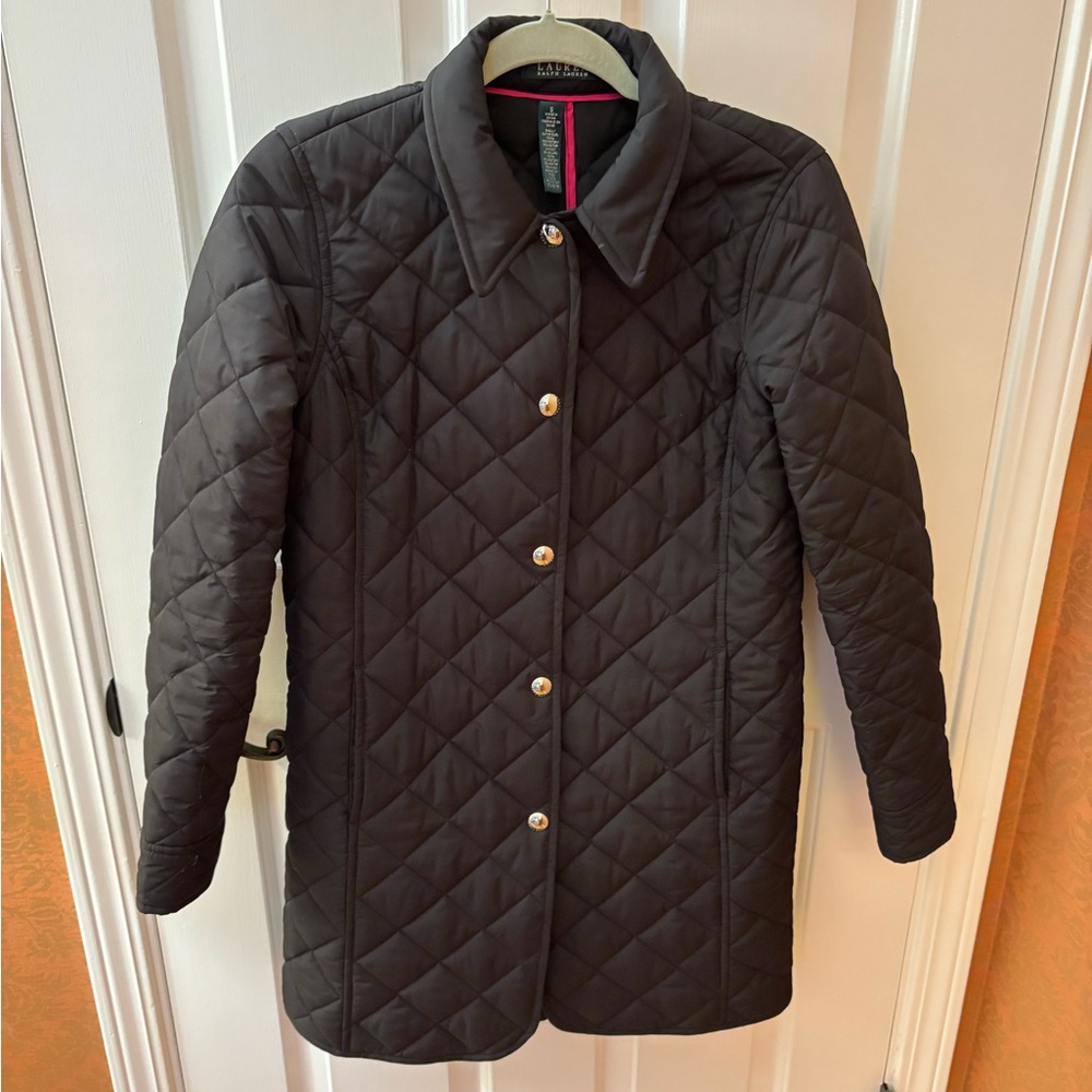 Ralph Lauren Black Puffer Jacket with Quilted Design